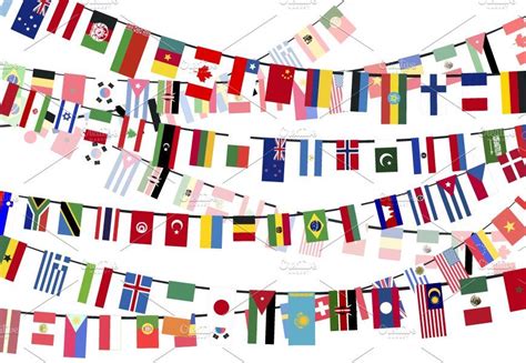 Countries Flags Hanging On Ropes Bestpics