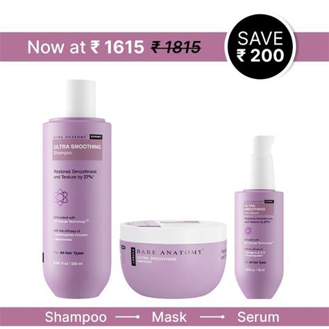 Buy Bare Anatomy Expert Ultra Smoothing Shampoo Hair Mask Serum Kit Online