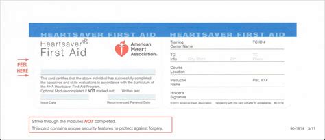 Heartsaver First Aid Cpr Aed Card Template Template With Regard To