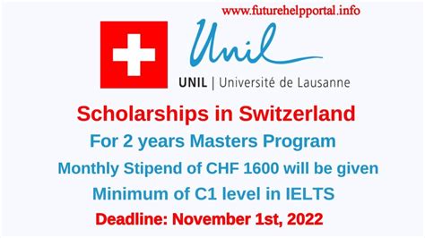 Unil Masters Scholarship In Switzerland University Of Lausanne