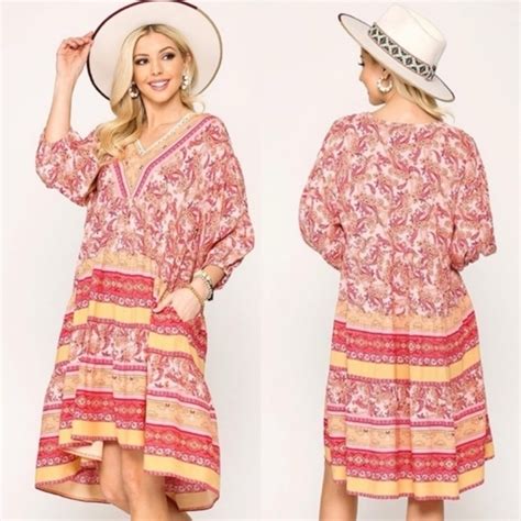 GiGio Dresses Gigio Nayeli Boutique Boho Oversized Paisley Mixed