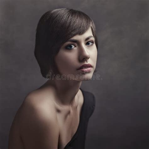 Beauty Brunette Retro Styled Female Portrait Stock Image Image Of Charming People 102524727