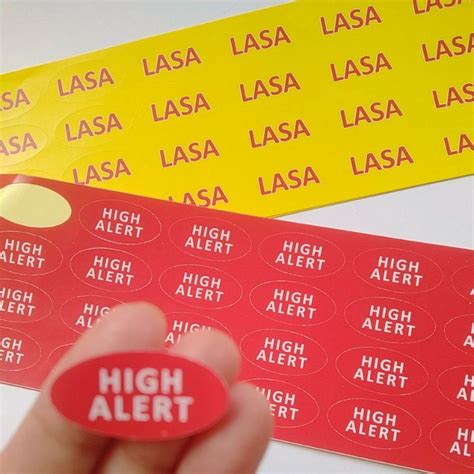 Jual Stiker Label Lasa Dan High Alert Oval Ukuran 15 Cm X 3 Cm