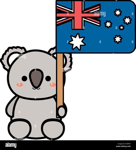 Koala With Flag Australia Vector Illustration Stock Vector Art