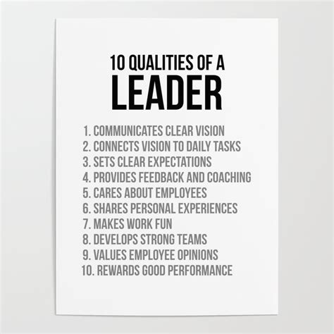 10 Qualities Of A Leader Poster By Motiposter Society6