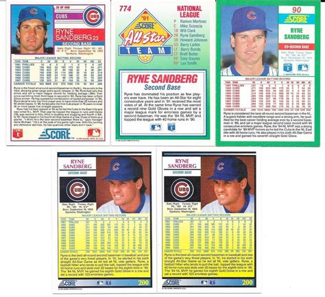 Ryne Sandberg Baseball Cards Lot Of 5 EBay