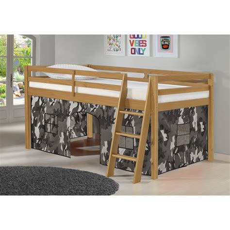 Alaterre Roxy Twin Wood Junior Loft Bed With Cinnamon With Camo Bottom