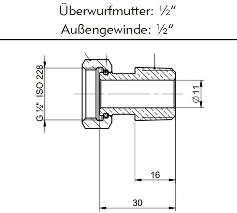 Verschraubung gerade ohne Dimensionsreduktion mit 1 2 Überwurfmutter