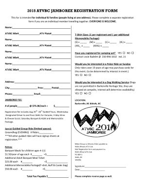 Fillable Online Atvbc Jamboree Registration Form Fax Email Print