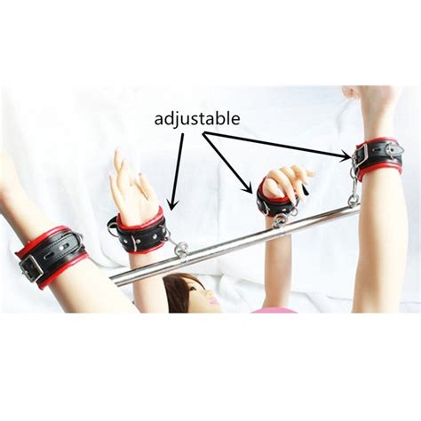 Stainless Steel Adjustable Spreader Bar Bondage Set Unisex Sex Slave