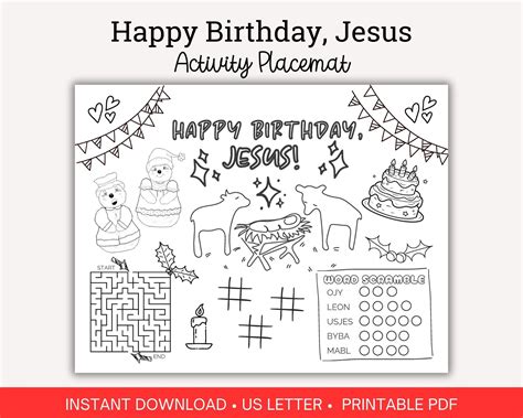 Birthday Wishes for Jesus: Fun Coloring Activity for Kids 1
