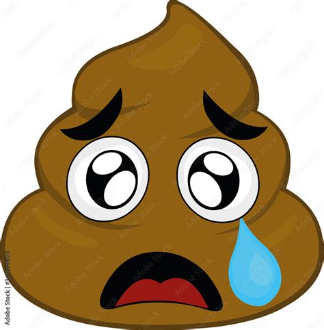 Vector Illustration Of Poop Emoticon With A Sad Expression Stock Vector