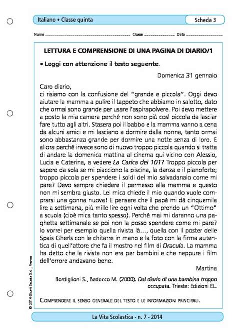 Lettura E Comprensione Di Una Pagina Di Diario Giunti Scuola