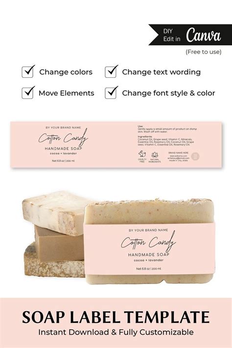 Stylish Soap Label Template Soap Label Sticker Soap Bar Label Soap Wrap Around Label Soap