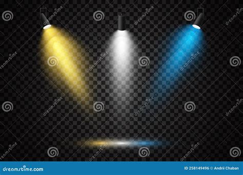 Set Of Colored Spotlights On A Transparent Background Bright Lighting