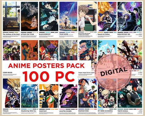 Anime Posters Pack All Store Anime Prints Set of 100 | Etsy