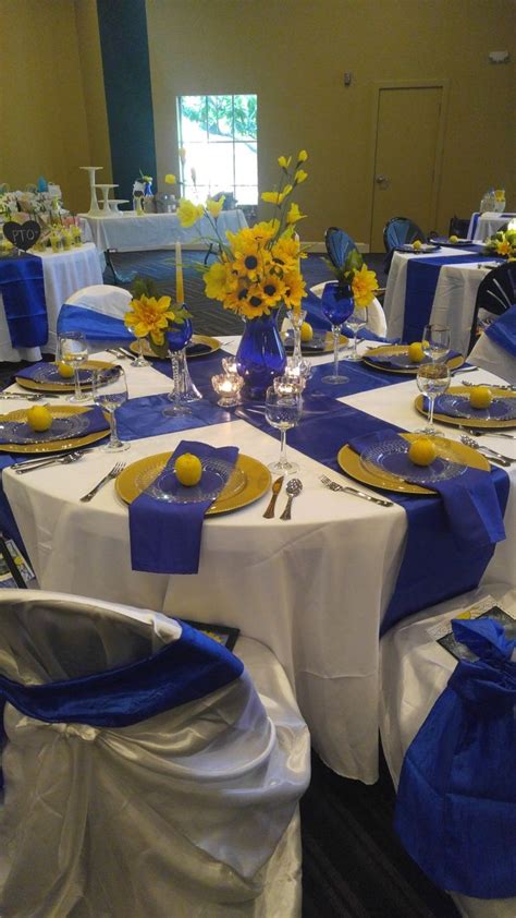 Blue And Yellow Wedding Table Decorations