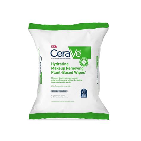 Cerave Hydrating Makeup Removing Plant Based Wipes With Ceramides And