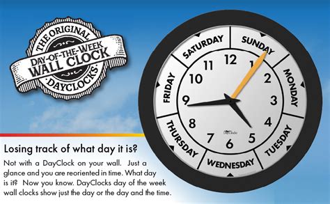 Dayclocks Time And Week Day Wall Clock With Solid Plastic Frame Weekly Analog Clock With Days