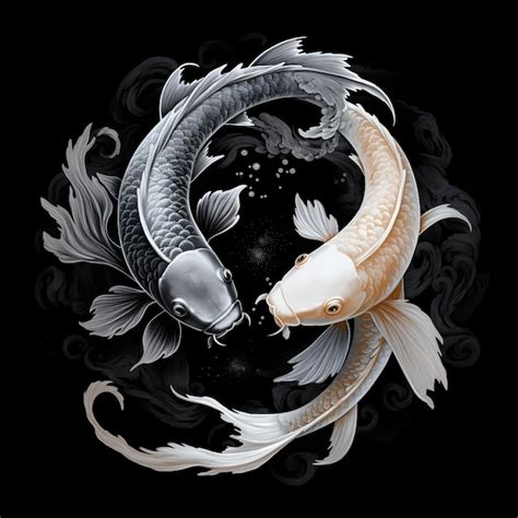 Peixe Koi símbolo yin yang preto e branco imagem Premium gerada IA