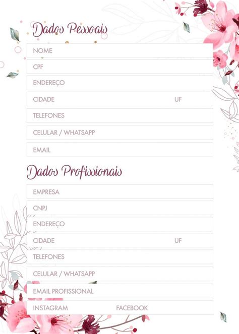 Planner Floral Dados Pessoais Totalmente Gr Tis Pronto Para