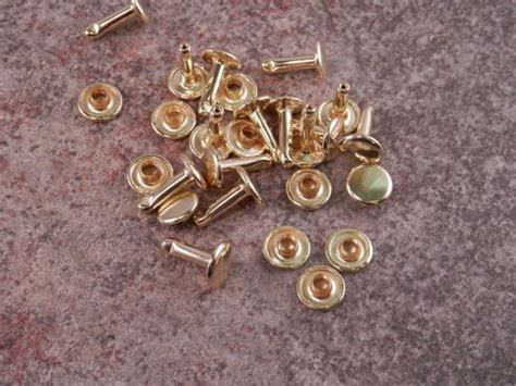 Large Size Brass Plated Double Cap Rivets 5 16 8mm Etsy Stamping Supplies Leather Rivets