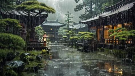 Rain On Japanese Zen Garden Fall Into Sleep Immediately With Heavy