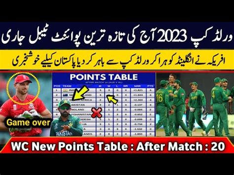 ICC ODI World Cup Latest Points Table After Match 20 World Cup Point