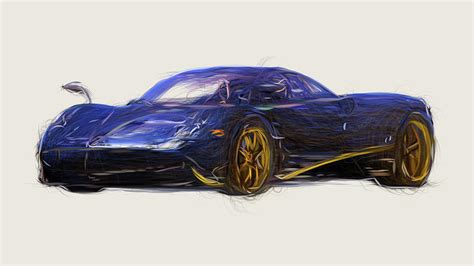 Pagani Huayra 730 S Car Drawing Digital Art By Carstoon Concept Fine