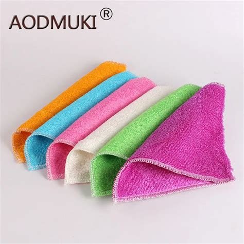 5 Pcs Kitchen Anti Grease Wipping Rags Efficient Bamboo Fiber Cleaning