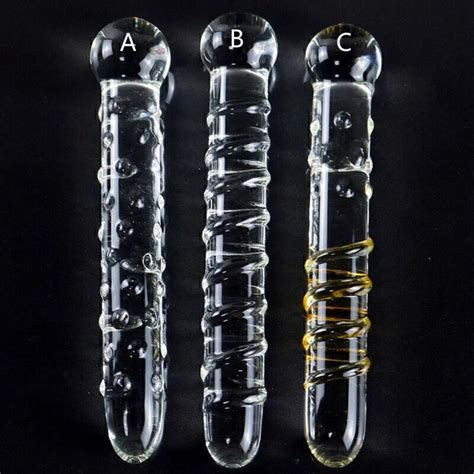 Double Ended Thruster Vagina Dildo Crystal Dong Glass Anal Sex Plug Adult Toy Eur