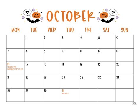 Free Printable Calendar October Halloween Emmey Iormina