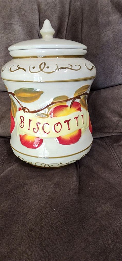 Biscotti Cooki Jar Nonnis Of China Hand Painted Jar Etsy