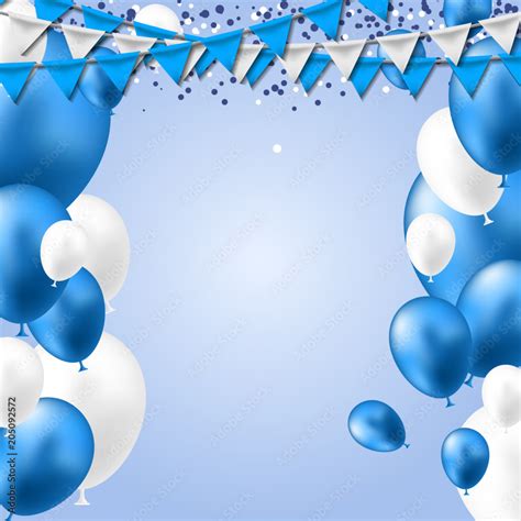blue white balloons header background party card  blue white