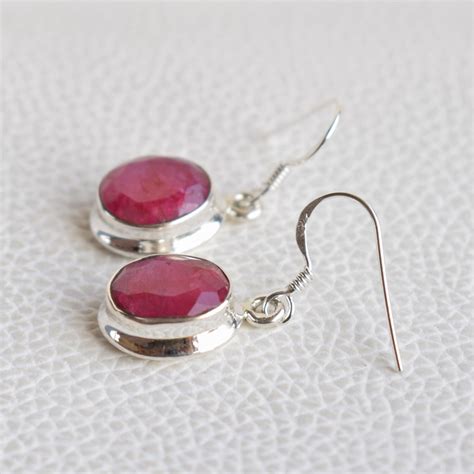 Ruby Earrings-red Ruby Earrings-handmade Silver Earrings-925 Sterling Silver Earrings-oval Ruby ...