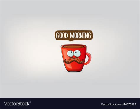 Good Morning Quote With Cute Red Coffee Cup Vector Image