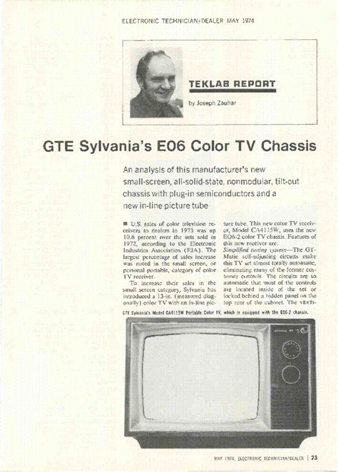 Sylvania E06 Chassis Tv 1974 Service Manual Download Schematics