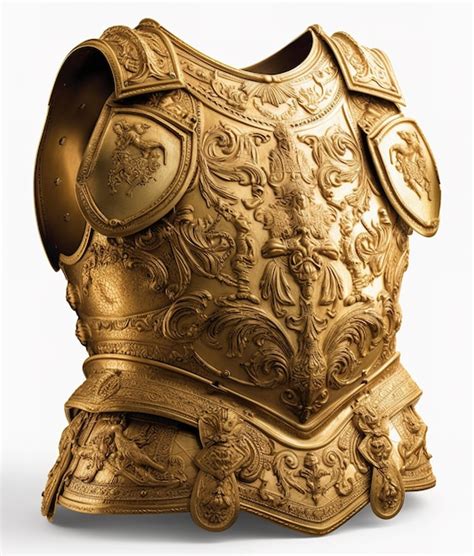 Premium Ai Image A Gold Colored Armour With A Floral Design On The Front