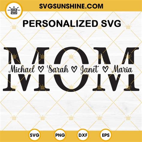 Personalized Mom Svg Mother Svg Mothers Day Svg Mom Split Name Frame Svg Sunshine