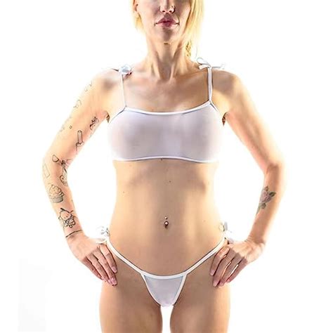 SHERRYLO See Through Bikini Mesh Mini Micro Bikinis See Sheer Thong