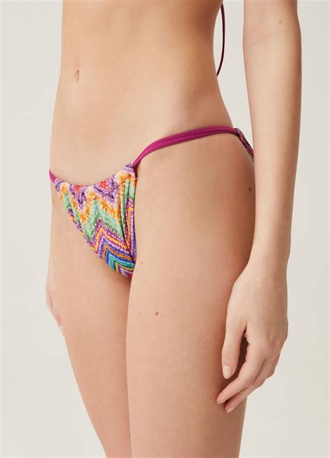 Woman S Green Purple Tanga Bikini With Zigzag Print Ovs