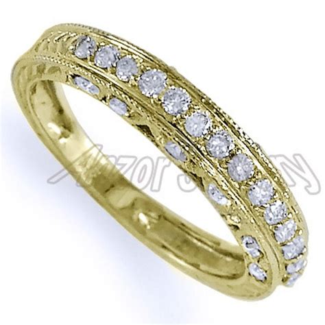Pave Set Diamond Wedding Ring In 18k Yellow Gold Etsy