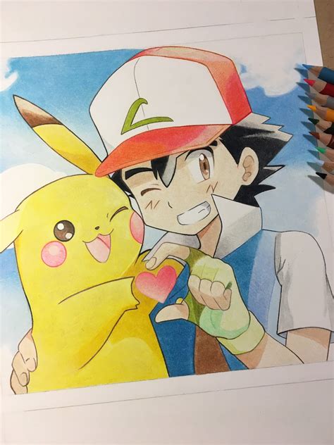 Ash Ketchum & Pikachu Drawing - Etsy