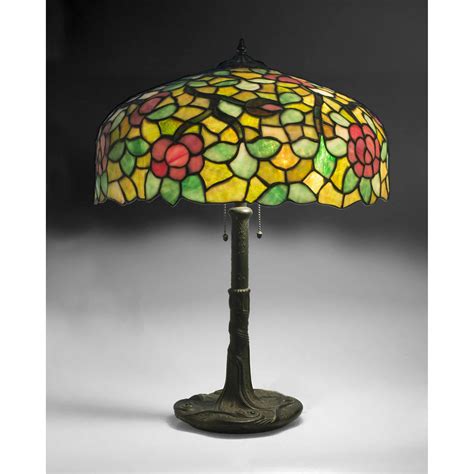 Art Nouveau Bronze Lamp Attrib Chicago Mosaic Lamps Witherells