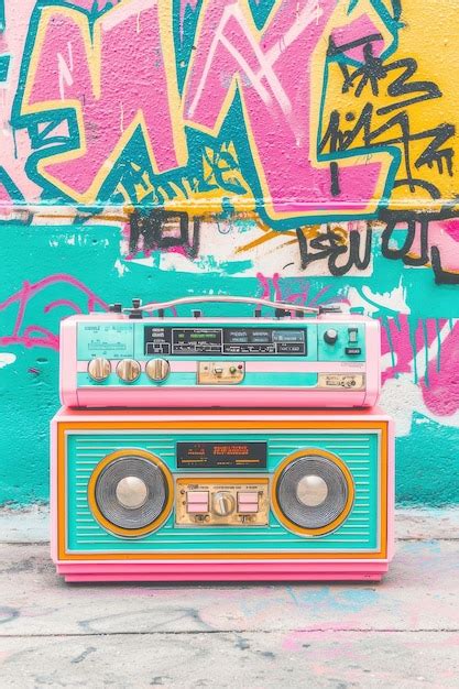 Retro Boombox on Graffiti Wall | Premium AI-generated image