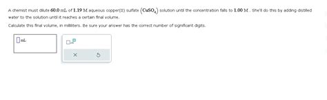 Solved A Chemist Must Dilute Ml Of M Aqueous Chegg