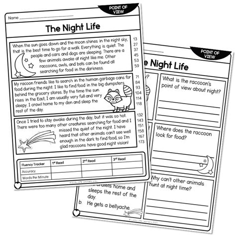 Nd Grade Point Of View Reading Passage The Night Life At