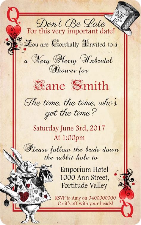 Alice In Wonderland Bridal Shower Invites Style Within Grace