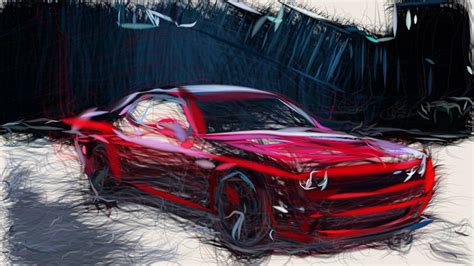 Dodge Challenger Srt Hellcat Draw Digital Art By Carstoon Concept Pixels