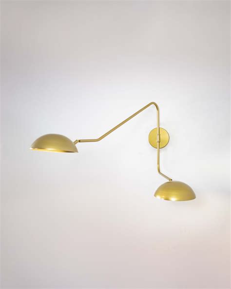 Lustre Arandela Dome Dupla Articulada Industrial Dourado Iluminamundo